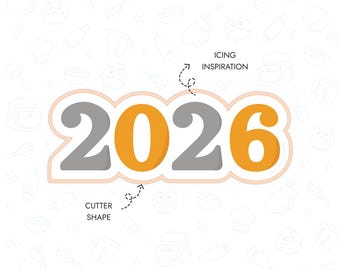 Cortador de galletas 2026, archivo STL, imprimible en 3D, cortador de galletas de graduación, descarga digital instantánea.