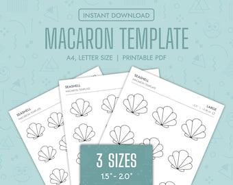Sjablonen voor schelpmacarons Afdrukbare schelpmacaronsjablonen Bundel schelpoverdrachtvellen Schelpen sjabloonset Zee zomer schelp pdf