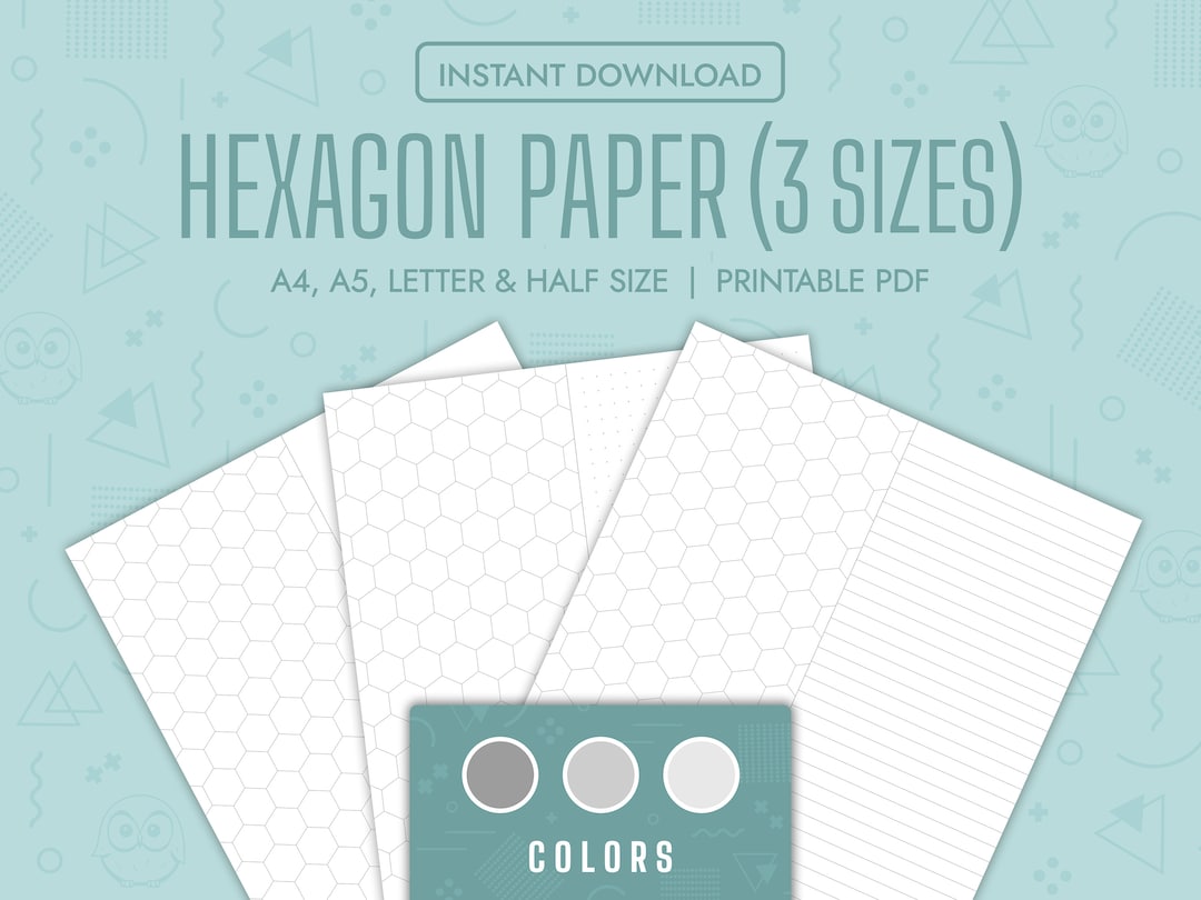 Hexagonal Grid Paper Bundle Printable Organic Chemistry Paper Templates ...
