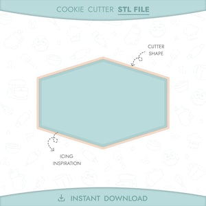 Cortador de galletas hexagonal, archivo STL, imprimible en 3D, cortador de galletas hexagonal estirado, placa con forma geométrica básica, descarga digital instantánea.
