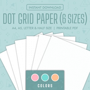 Dot Grid Paper Bundle Printable Bullet Journal Paper Dotted Planner Pages Notebook Templates Printable Note Taking PDF A5 A4 Letter Half