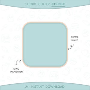 Rundad fyrkantig kakform STL-fil 3D-utskrivbar geometrisk kakform grundform plack direkt digital nedladdning