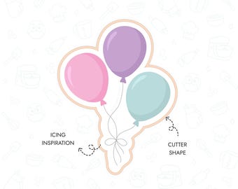 Balloon Cookie Cutter STL File 3D Printable Birthday Cookie Cutter Baby Shower Gender Reveal Party Instant Digital Download