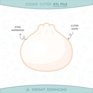 Dumpling Cookie Cutter STL File 3D Printable Asian Food Cookie Cutter Bao Bun Instant Digital Download