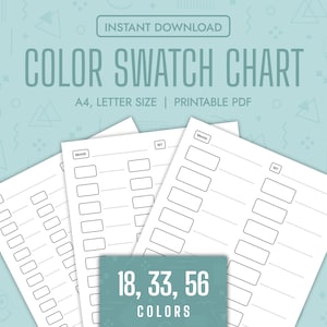 Color Swatch Chart Blank Color Chart Printable Color Swatch Template Page Color Swatch Chart Set Blank Colour Swatch Chart Sheet Template
