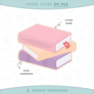 本のクッキー型 STL ファイル 3D 印刷可能な本のクッキー型 教師 新学期 インスタント デジタルダウンロード