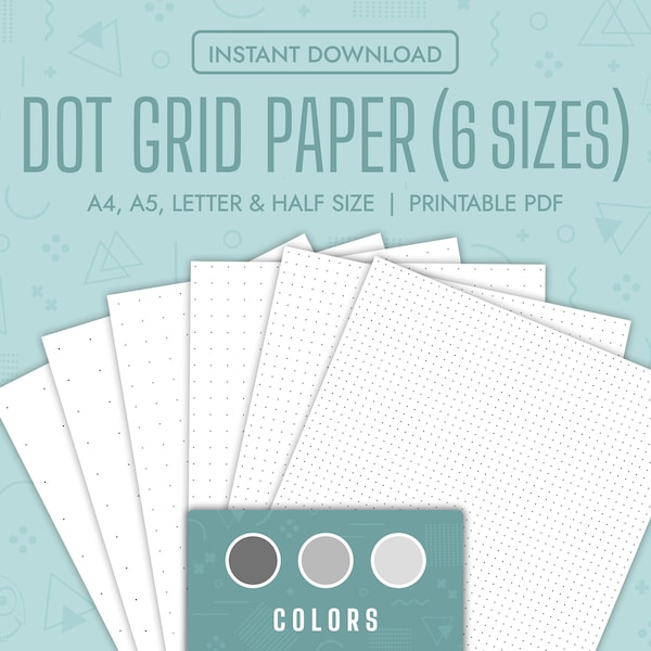 Dot Grid Paper Bundle Printable Bullet Journal Paper Dotted Planner Pages Notebook Templates Printable Note Taking PDF A5 A4 Letter Half