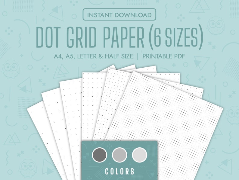 Printable dot grid paper template bundle