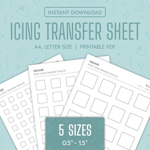 Square Royal Icing Transfer Sheets Printable Square Royal Icing Templates Square Cookie Decorating Transfer Sheets Square Template Set PDF