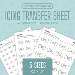 Fliege Royal Icing Transfer Sheets Druckbare Schleife Royal Icing Templates Fliege Keks Dekorieren Transfer Template Dekorativer Knoten PDF