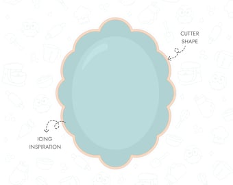 Scalloped Oval Cookie Cutter STL File 3D Printable Geometric Cookie Cutter Basic Shape Plaque Instant Digital Download