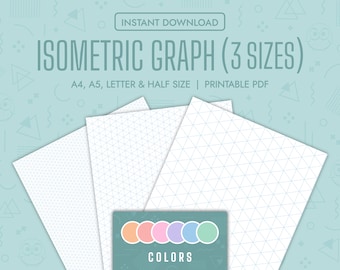 Isometric Graph Paper Bundle Printable Isometric Grid Paper Templates Isometric Paper PDF Notebook Templates Printable PDF A5 A4 Letter Half