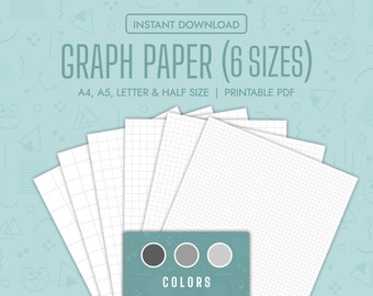 Graph Paper Bundle Printable Graph Grid Paper Templates Graph Pages Notebook Grid Paper Graph Printable Note Taking PDF A5 A4 Letter Half