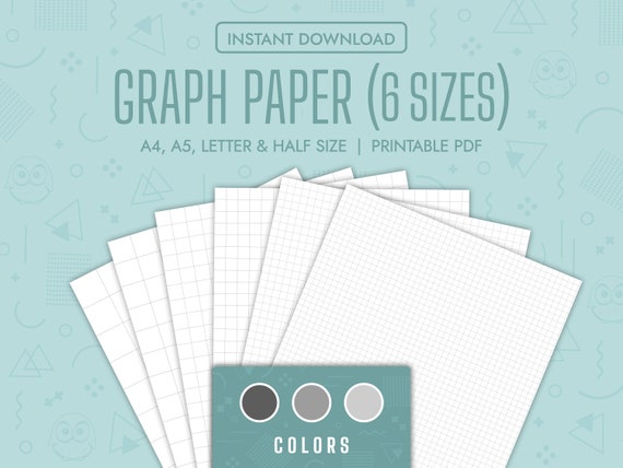 Graph Paper Bundle Printable Graph Grid Paper Templates Graph Pages Notebook Grid Paper Graph Printable Note Taking PDF A5 A4 Letter Half