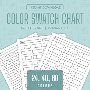 Color Swatch Chart Blank Color Chart Printable Color Swatch Template Page Color Swatch Chart Set Blank Colour Swatch Chart Sheet Template