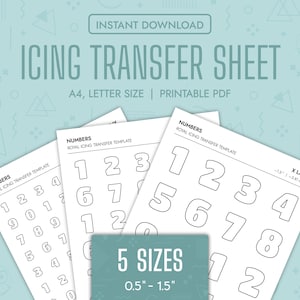 Numbers Royal Icing Transfer Sheets Printable Numbers Royal Icing Templates Numbers Cookie Decorating Transfer Template Numbers Set PDF