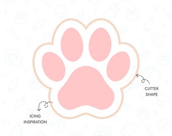 Cortador de galletas con forma de huella de pata, archivo STL, cortador de galletas de animales imprimible en 3D, descarga digital instantánea.