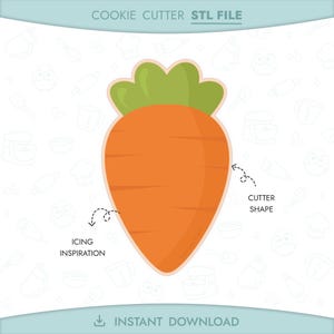 Carrot Cookie Cutter STL File 3D Printable Easter Cookie Cutter Instant Digital Download