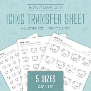 Bär Royal Icing Transfer Sheets Druckbarer Bärenkopf Royal Icing Vorlagen Bärengesicht Cookie Dekorieren Transfer Sheets Bären Vorlage Set PDF