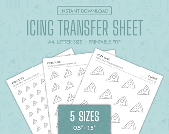 Pizza Royal Icing Transfer Sheets Druckbare Pizza Stück Royal Icing Vorlagen Pizzascheiben Keks Dekorieren Übertragungsvorlage Pizza PDF