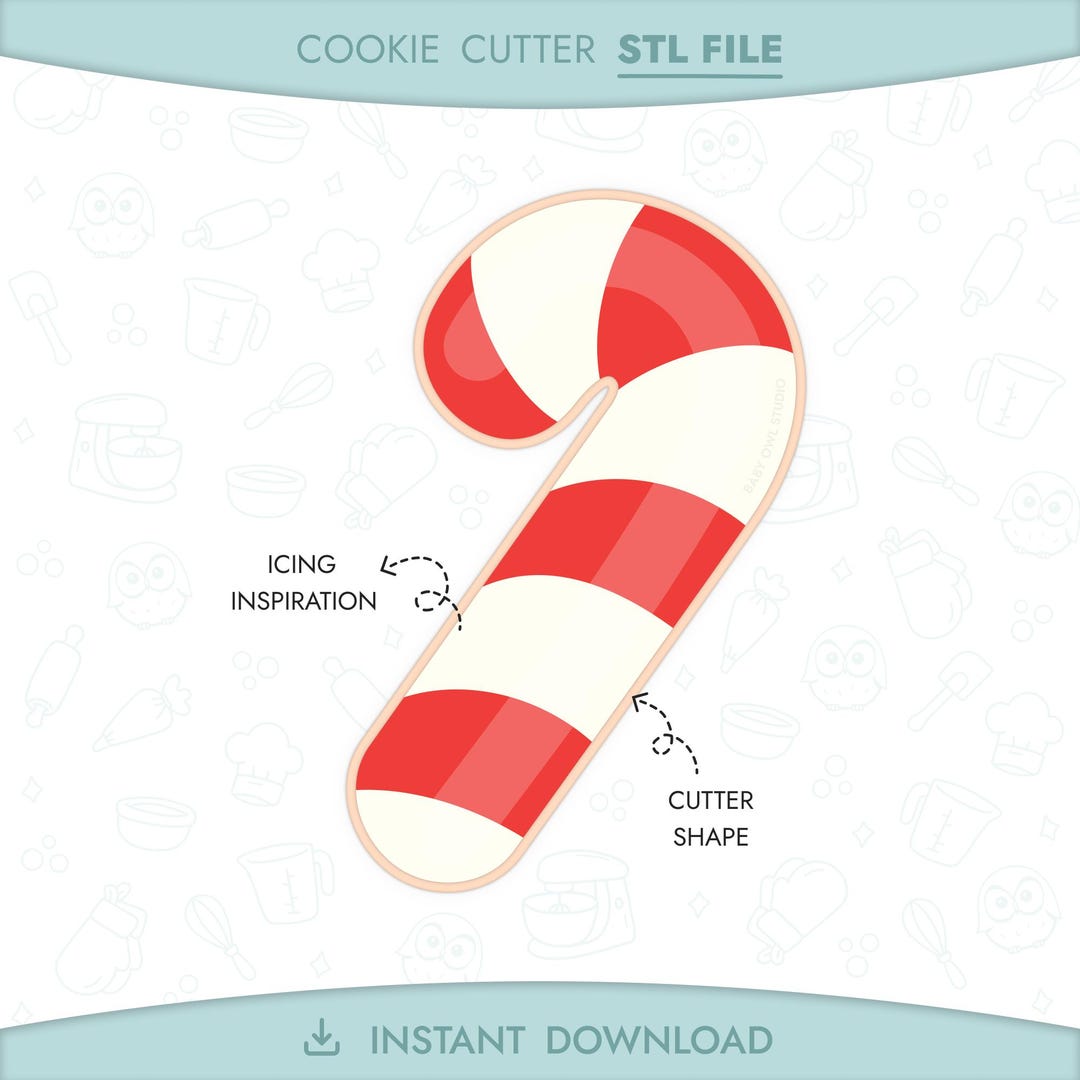 Candy Cane Cookie Cutter STL File 3D Printable Christmas Cookie Cutter ...