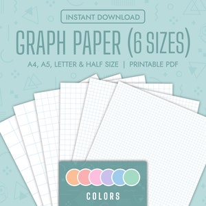 Paquete de papel cuadriculado Plantillas de papel cuadriculado imprimible Páginas cuadriculadas Cuaderno Papel cuadriculado Toma de notas cuadriculada imprimible PDF A5 A4 Media letra