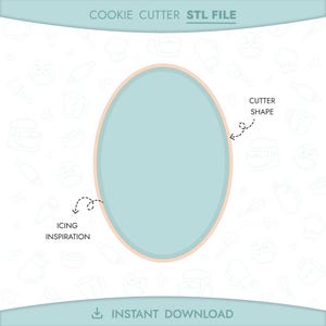 Oval Cookie Cutter STL File 3D Printable Geometric Cookie Cutter Basic Shape Plaque Instant Digital Download