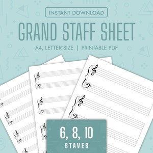 Grand Staff Sheet, eine eBook-Seite, mit einem Text bedruckbar und druckbar