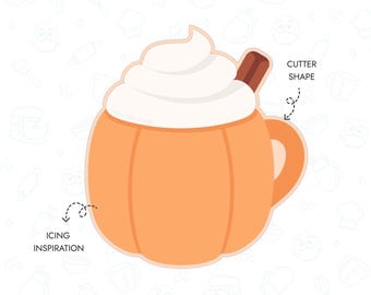 Pompoenmok Cookie Cutter STL-bestand 3D-afdrukbaar herfstbakgereedschap Pumpkin Spice Coffee Cup Cookie Cutter Instant Digitale Download