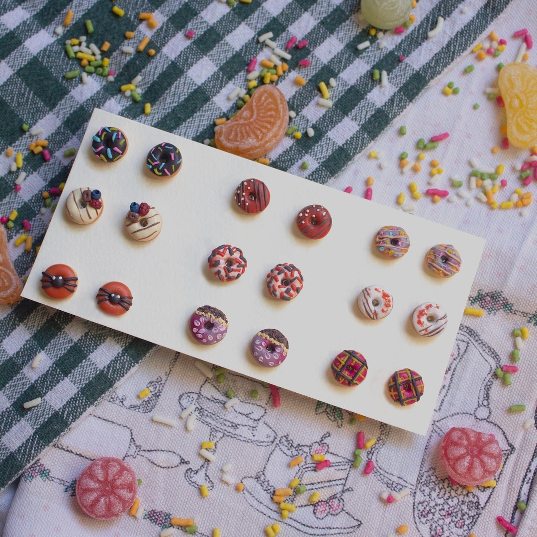 Donut Stud Earrings // Donut With Rainbow Sprinkles // Cute Etsy