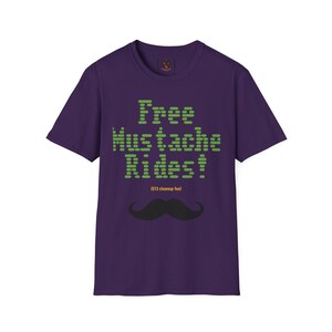 Handlebar Mustache Funny Men's Softstyle T-Shirt, Free Mustache Rides Conversation Starter, Gift for Him, Humorous Tee, Novelty Shirt