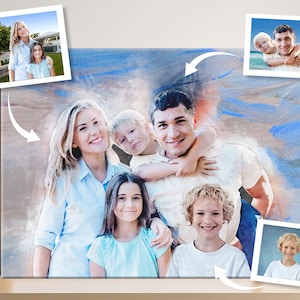 Custom Family Portrait From Photo, Personalized Watercolor Memorial Painting, Add Deceased Family, Combine Photos, Repair Pictures