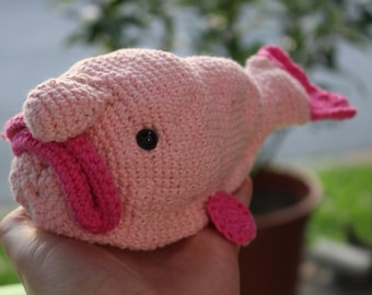 Blobfish Psychrolutes Marcidus Crochet Pattern Cute Sad Fish