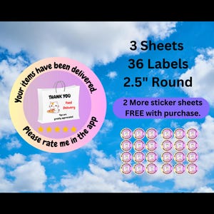 2.5 inch Custom Labels for  Door dash, Uber Eat, Grub Hub & more