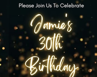 Black & Gold Digital Birthday Invitation