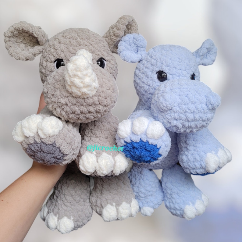 2 in 1 Rhino/Hippo PDF Pattern image 1