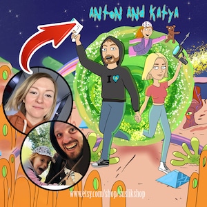 Custom R and M Couple, R & M Cartoon Portrait Couple Portrait R and M Couple Portrait Gift Birthday Gift Couple gift R n M poster