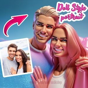 DOLL style custom self portrait from photo personalized doll portrait digital download doll from photo doll from photo