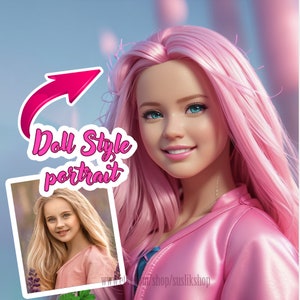 DOLL style custom self portrait from photo personalized doll portrait digital download doll from photo doll from photo