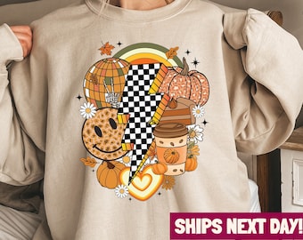 Retro Thanksgiving Fall Vibes Sweatshirt, Vintage Thanksgiving Shirt, Fall Vibes Sweater, Retro Holiday Season Tee, Leopard Pumpkin Shirt