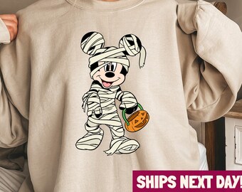 Vintage Mickey Mummy Sweatshirt, Disney Halloween Shirt, Mickey and Pumpkin Halloween Tee, Disney Halloween Gift, Disney Trip Tee