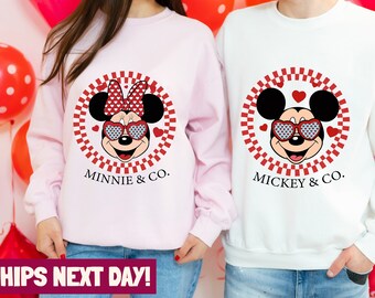 Mickey Minnie Valentine Sweatshirt, Disney Valentines Day Shirt, Disney Honeymoon Tee, Disneyland Valentine Sweater, Couple Tee for Disney