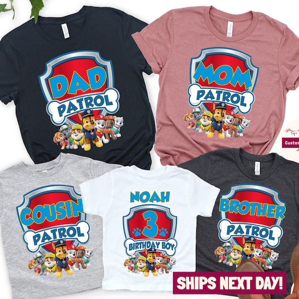 Custom Family Patrol Shirt, Personalized Patrol Birthday Tee, Mom Patrol Shirt, Dad Patrol Shirt, Family Matching Birthday Shirts