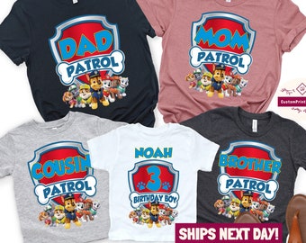Customized paw patrol birthday shirt deals