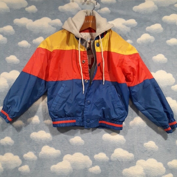 Vintage Jacket Chillout Ruffstuff Kids Sz 5 Primary Color Red Blue Yellow 80s