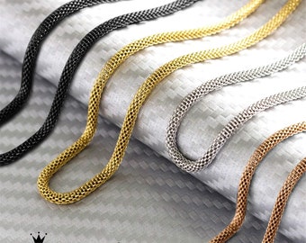 555Jewelry 3.3mm Stainless Steel Mesh Necklace for Women & Men, Available in 16”-22”