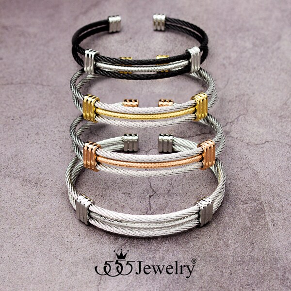 Chunky Textured Wire Twisted Bangle Bracelet