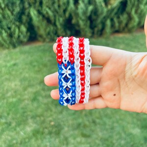 American Flag Loom Bracelet/ Stars and Stripes/ USA Loom Flag/ Handcrafted Jewelry/ Made-To-Order