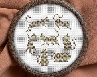 Super Tiny Tabby Cat Cross Stitch Pattern, Funny Cross Stitch, Cat Lover Gift, Cat Embroidery, Funny Cat, Easy Cross Stitch