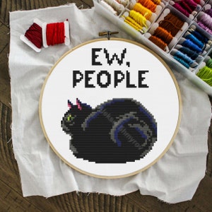 Mini Black Cat Cross Stitch Pattern, Funny Cross Stitch, Cat Lover Gift, Cat Embroidery, Funny Cat, Easy Cross Stitch